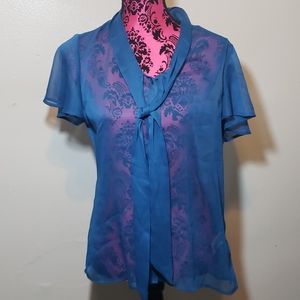 💝Kate Hill Sheer Tie Neck Blouse